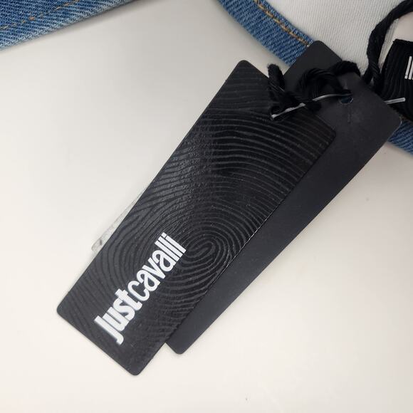 Just Cavalli Blue Cropped Top Denim Padded Cups Size 40 US Small NWT - Picture 5 of 6